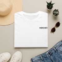 Minimal 'MERCHET.' Chest Logo T‑Shirt — Simple Branded Graphic Tee
