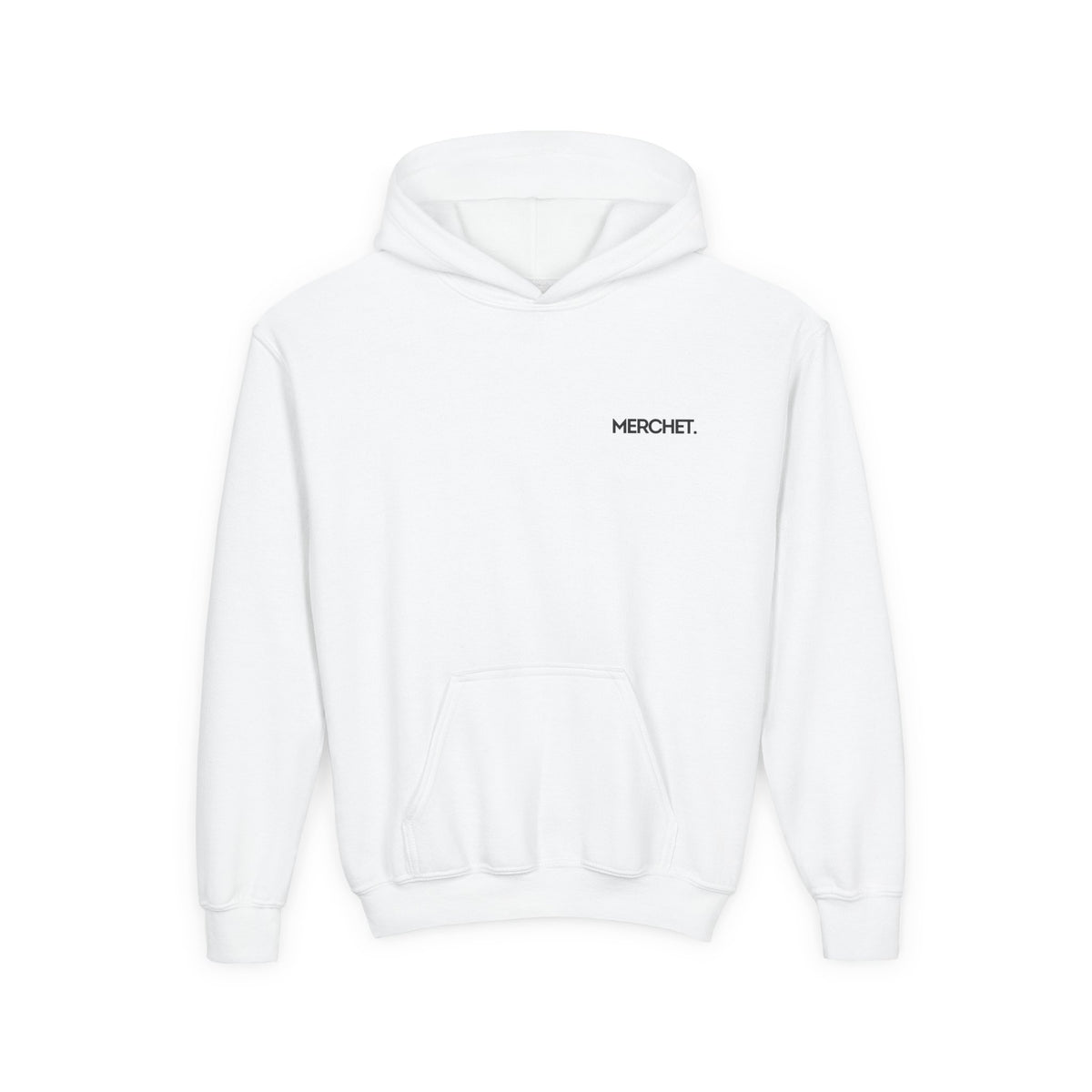 Youth Hoodie — Minimal "MERCHET." Chest Logo, Comfortable Casual Pullover