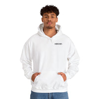 Minimal 'MERCHE.' Chest Logo Hoodie — White Casual Streetwear Pullover