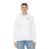 Minimal 'MERCHE.' Chest Logo Hoodie — White Casual Streetwear Pullover