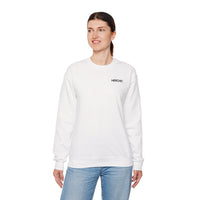 Crewneck Sweatshirt — Minimal "MERCHET." Chest Logo, Clean White Cozy Pullover