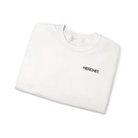Crewneck Sweatshirt — Minimal "MERCHET." Chest Logo, Clean White Cozy Pullover