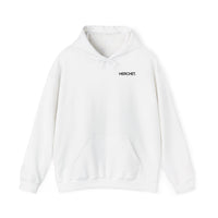 Minimal 'MERCHE.' Chest Logo Hoodie — White Casual Streetwear Pullover