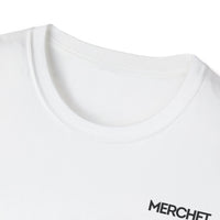 Minimal 'MERCHET.' Chest Logo T‑Shirt — Simple Branded Graphic Tee