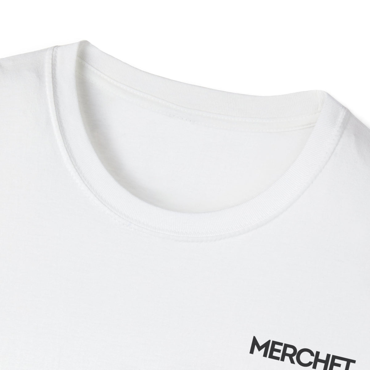 Minimal 'MERCHET.' Chest Logo T‑Shirt — Simple Branded Graphic Tee